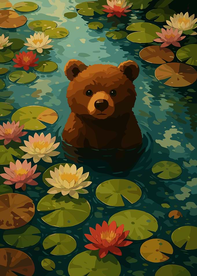 Bear in Lily Pond
