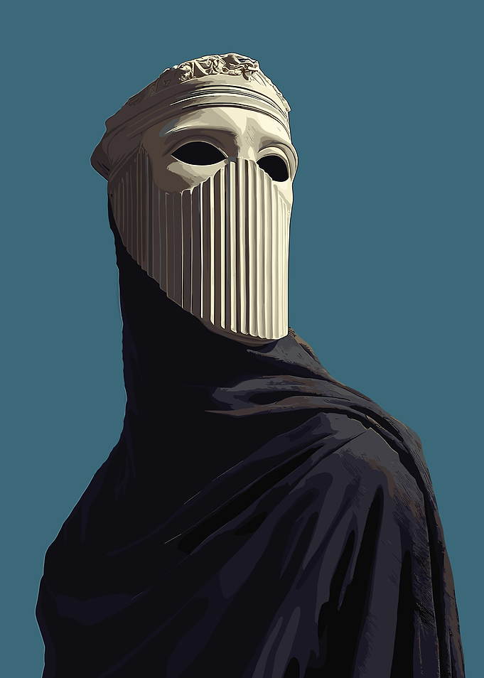 Masked Figure with Draped Cloth