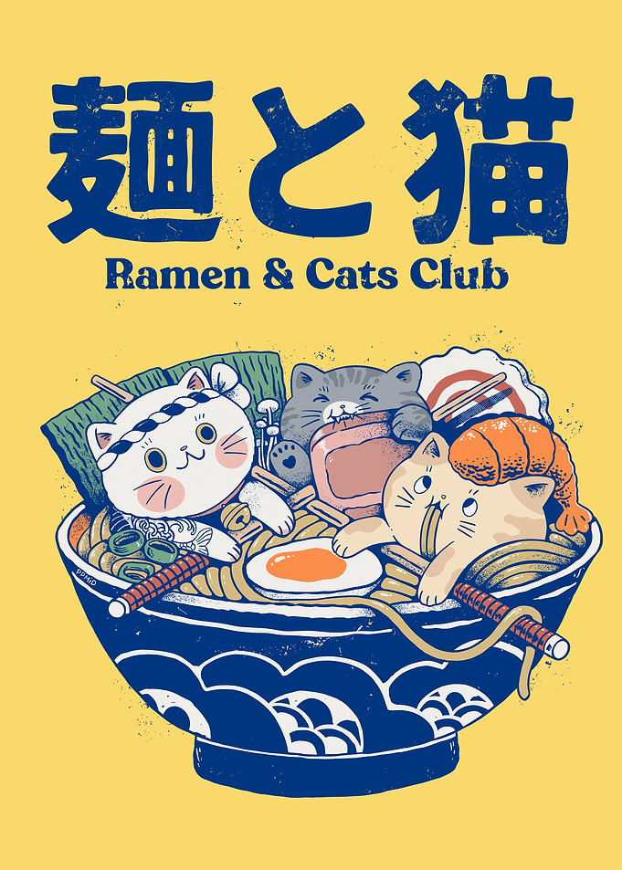 Ramen and Cats Club Illustration