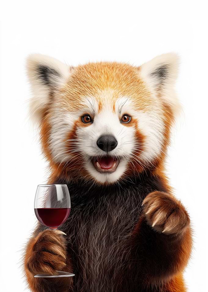 Red Panda with Wine Glass