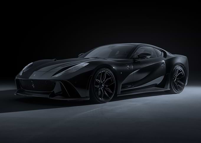 Sleek Black Ferrari 812 superfast in Studio Lighting