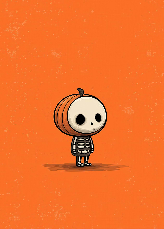 Cute Pumpkin Skeleton Character