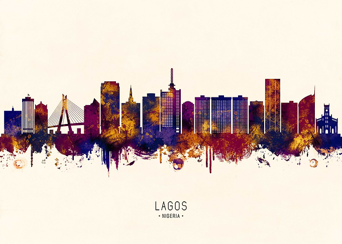 Lagos, Nigeria Skyline Watercolor
