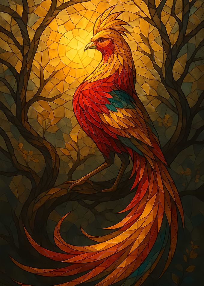 Pheasant Stained Glass Style Digital Art