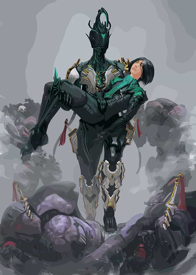 Warframe: Robot Carrying Woman