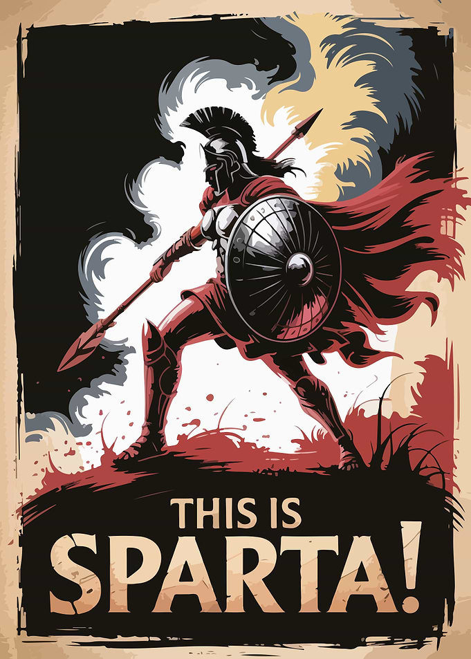 Spartan Warrior with Spear and Shield