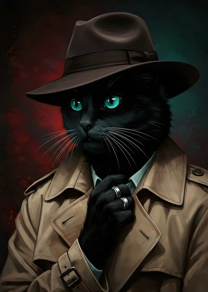 Detective Cat in Trench Coat