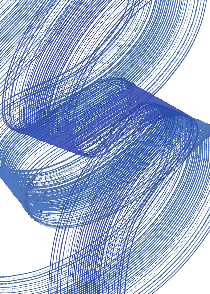 Blue Abstract Brush Strokes Lines