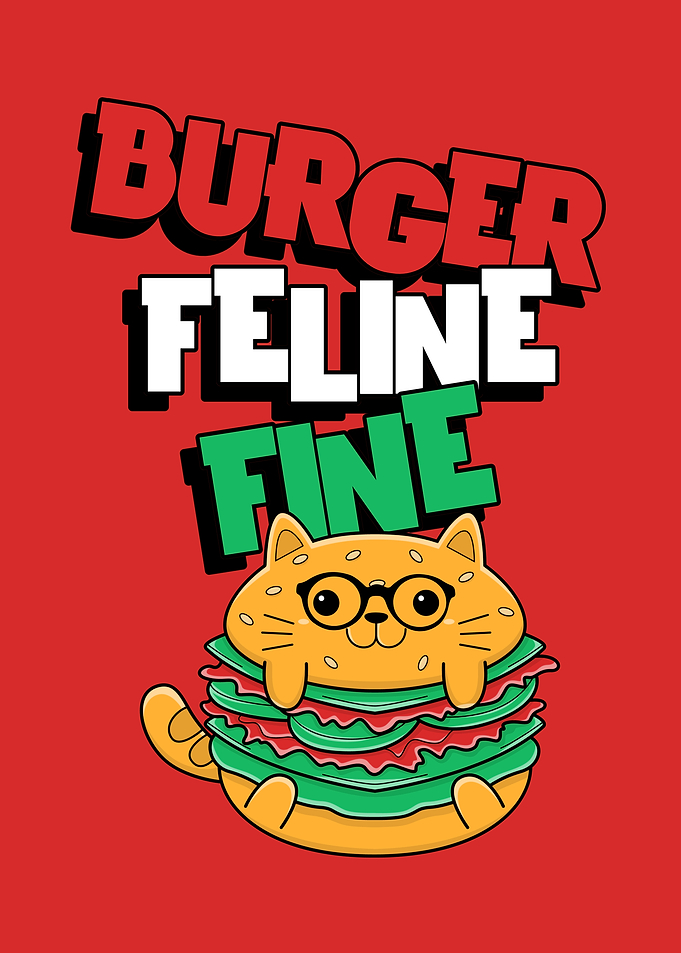 Burger Feline Fine Cartoon