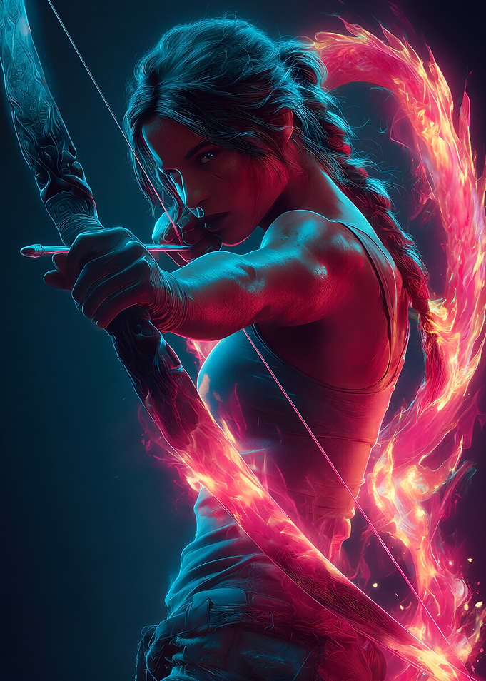 Lara Croft with bow and arrow