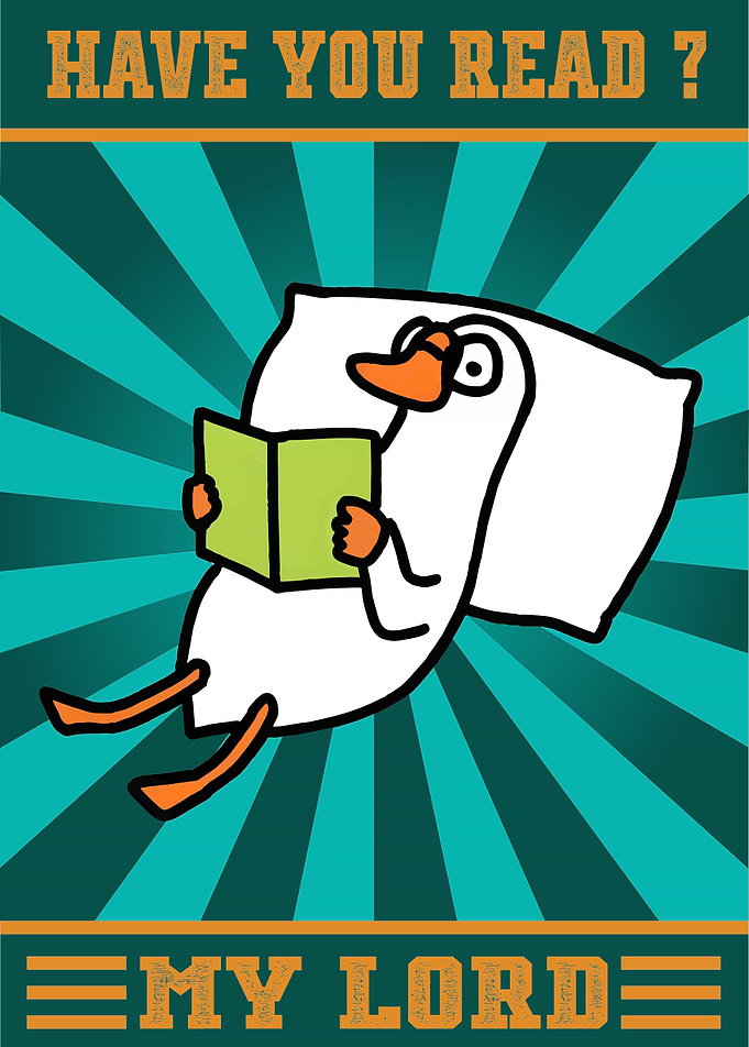 Duck Reading Book on Pillow