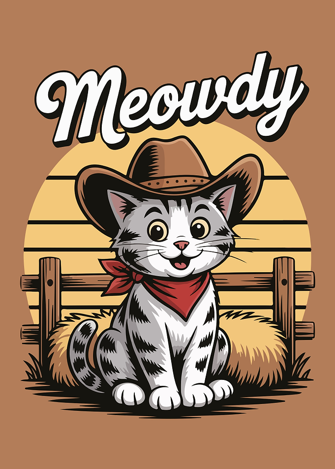 Meowdy Cat Cowboy Cartoon