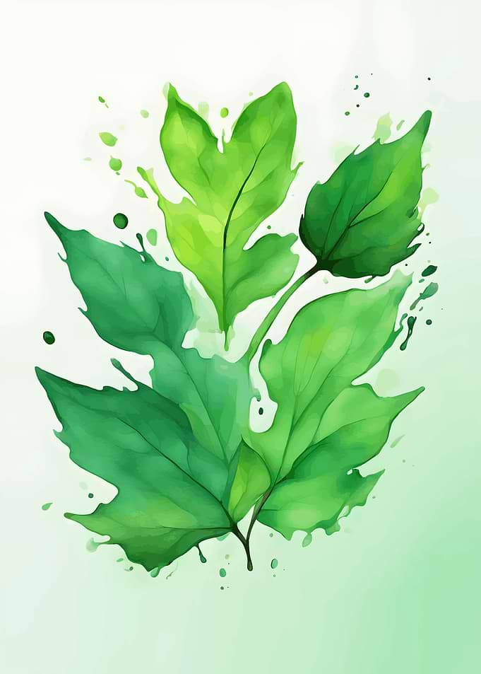 Watercolor Green Leaves