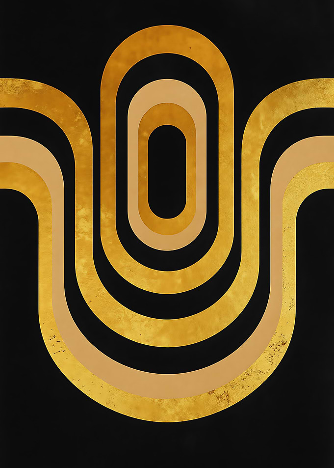 Luxury Retro Gold Arches – Abstract Mid-Century Modern Wall Art