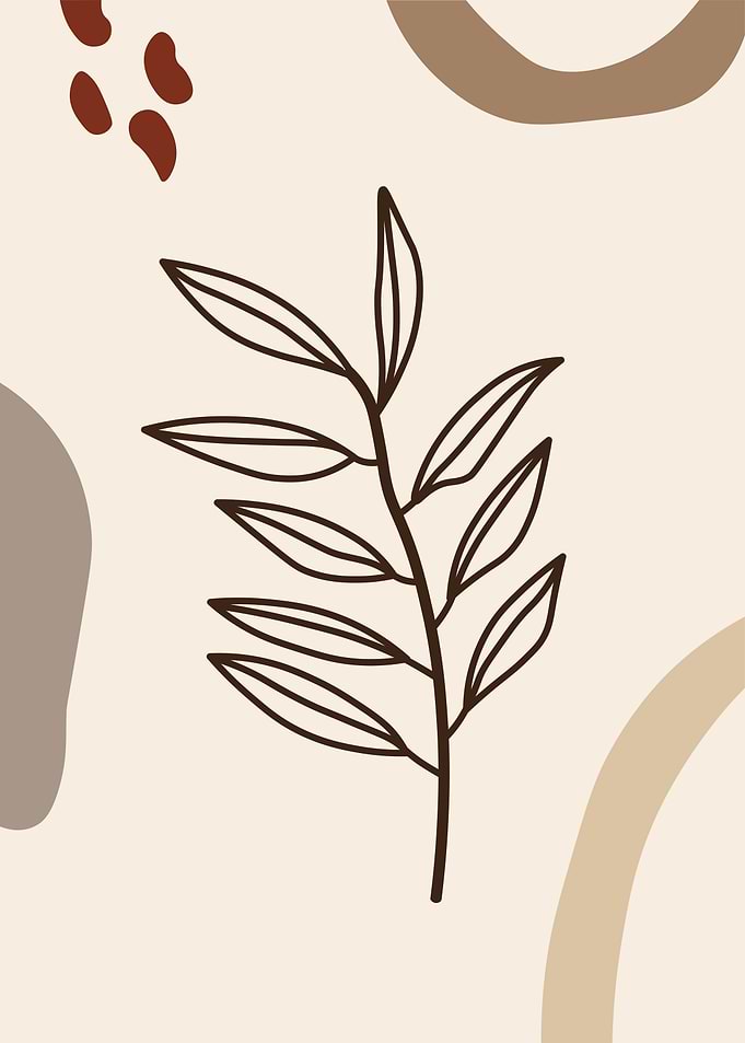 Minimalist Botanical Art with Abstract Shapes