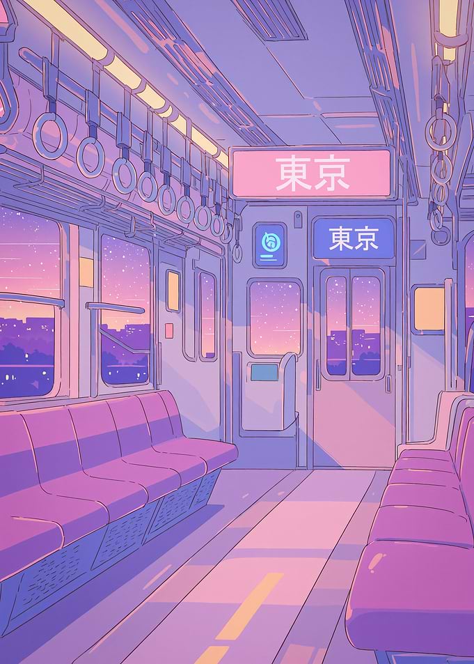 Tokyo Train Interior - Anime Style
