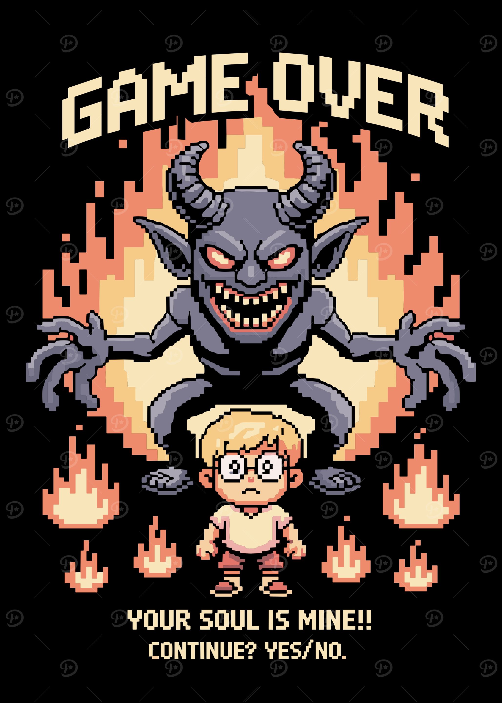 Pixel Art Game Over Screen