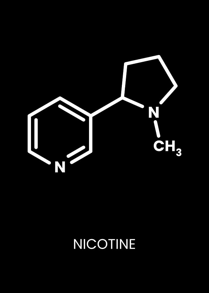 Nicotine Chemical Structure on Black Background