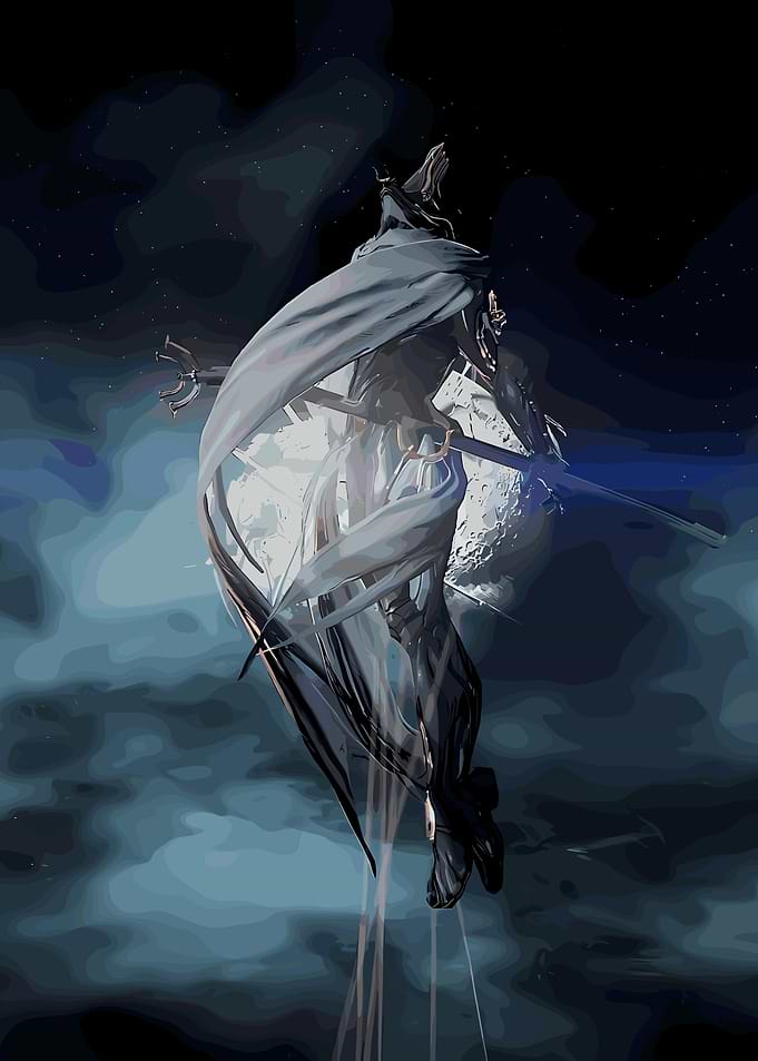 Abstract Figure with Cape and Sword