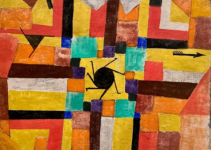 Paul Klee Abstract Geometric Painting with Central Figure