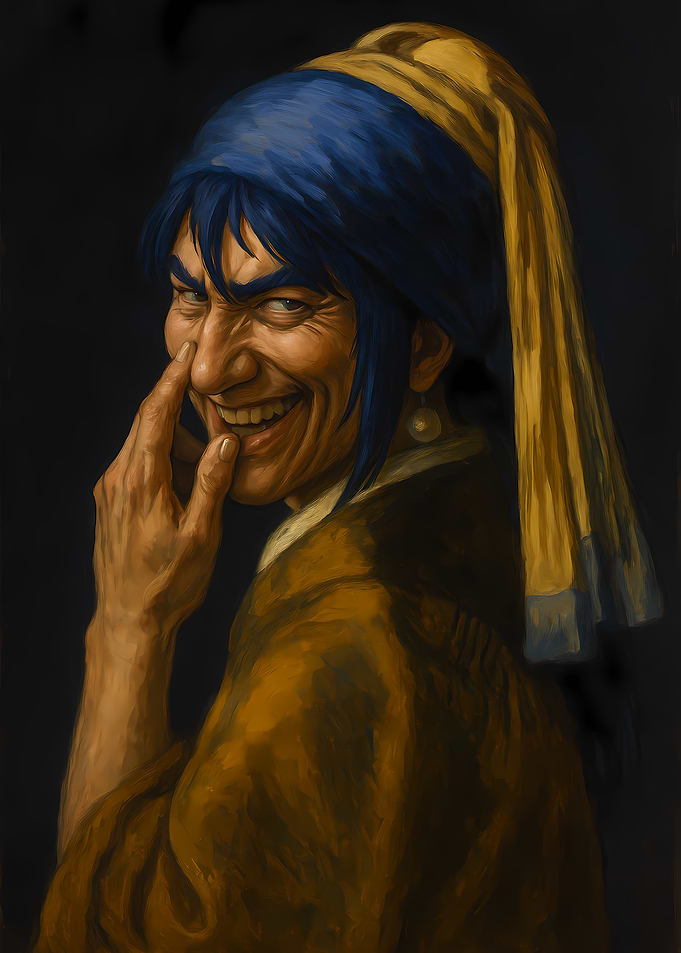 Female Portrait with Pearl Earring Parody