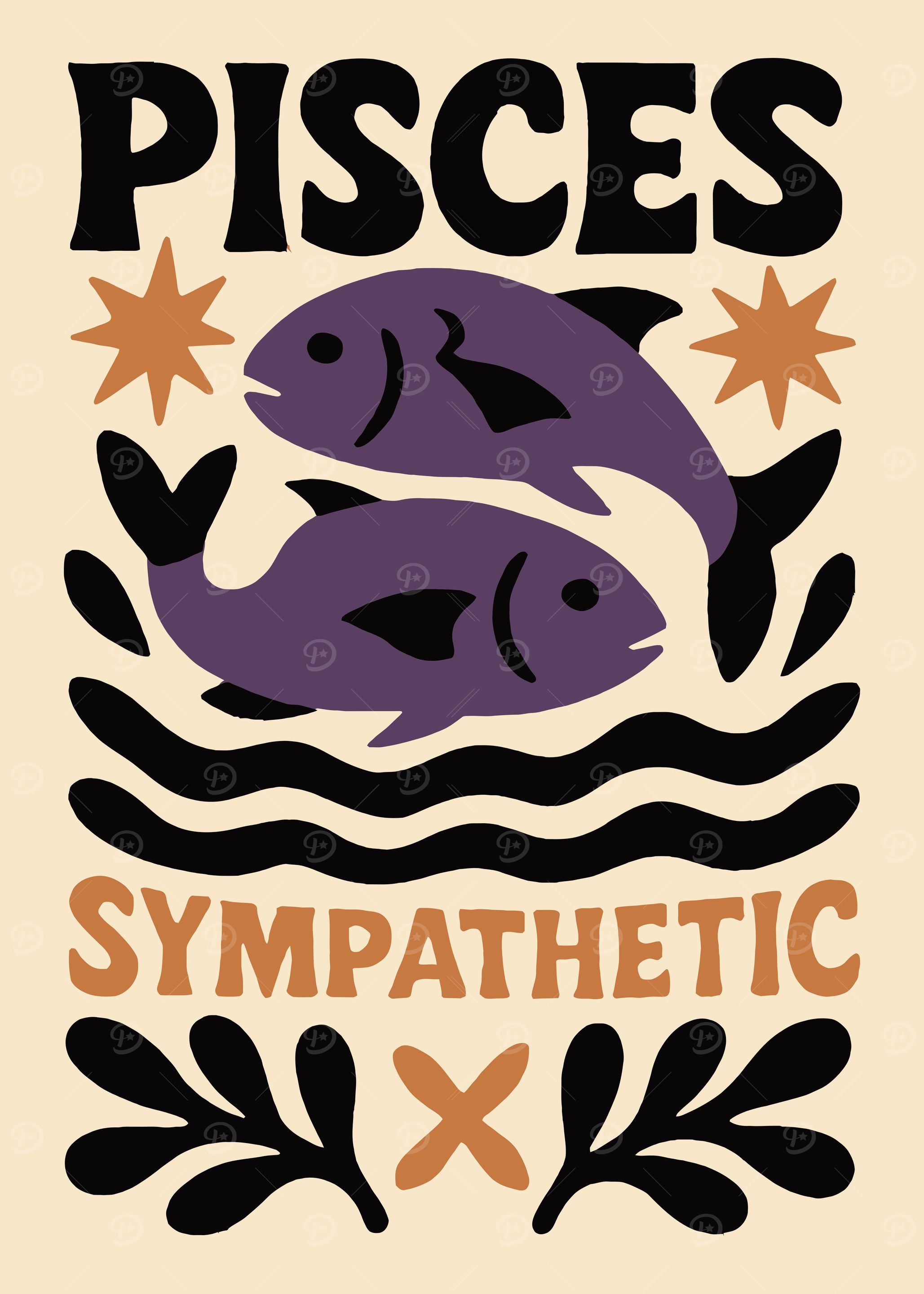 Pisces Zodiac Sign Art Print