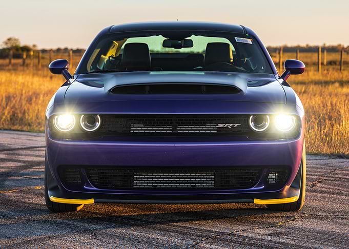 Purple Dodge Challenge hellcat SRT Front View
