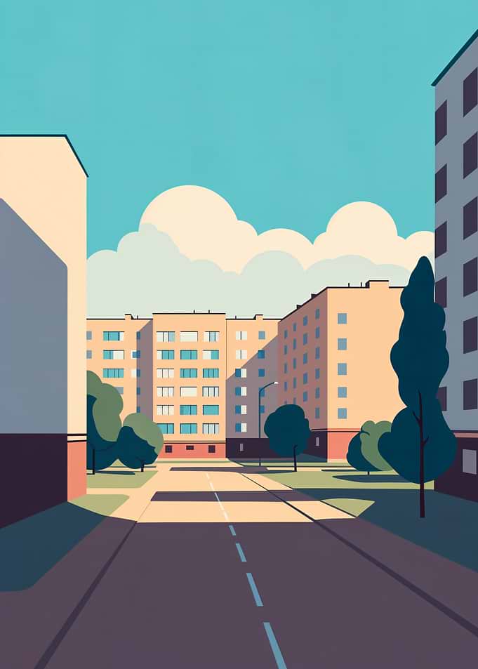 Urban Landscape with Apartment Buildings