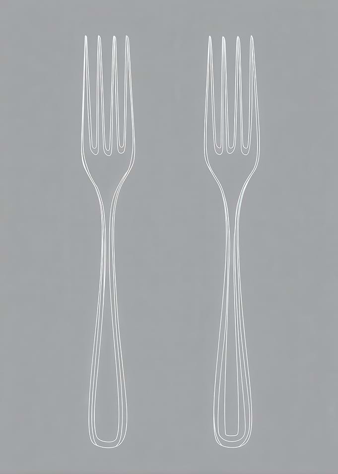 Two Forks on Gray Background
