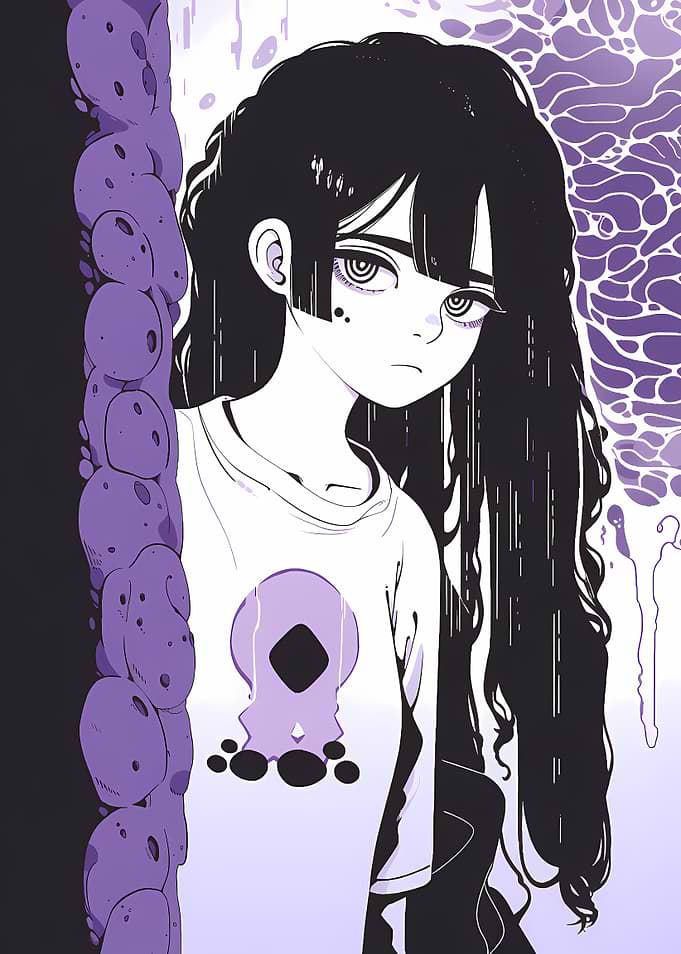 Anime Girl with Skull T-Shirt