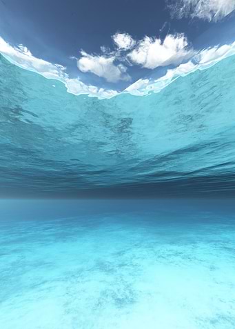 Underwater View with Sky and Clouds