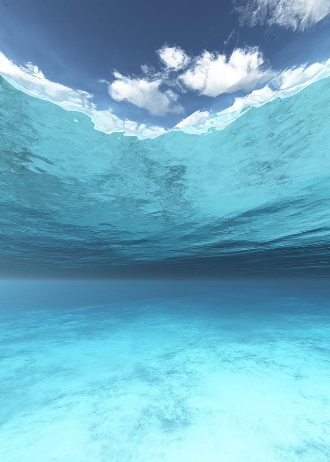 Underwater View with Sky and Clouds