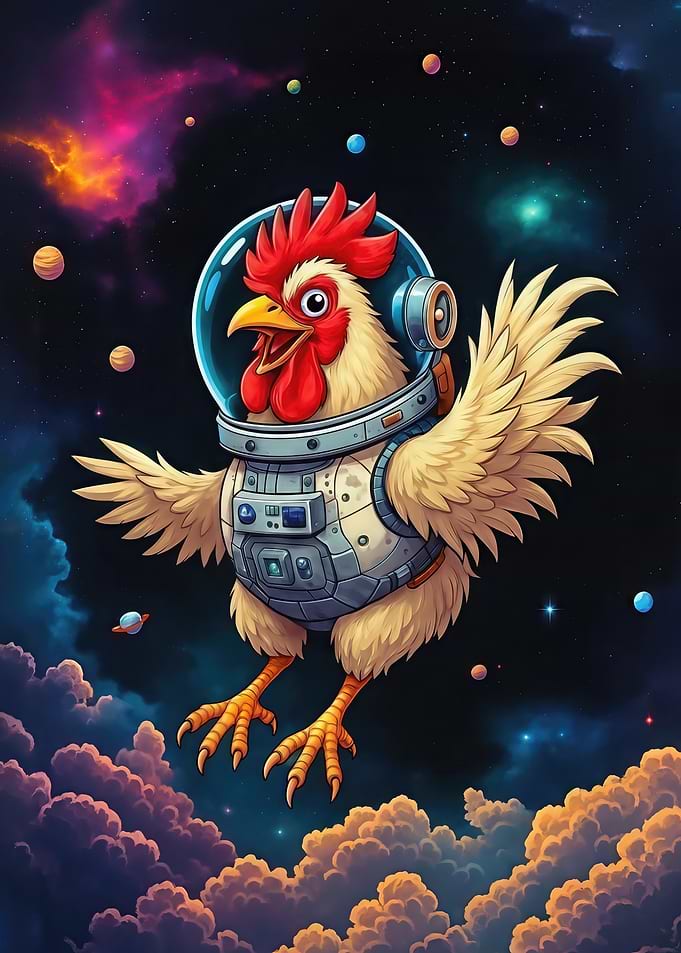 Astronaut Chicken in Space