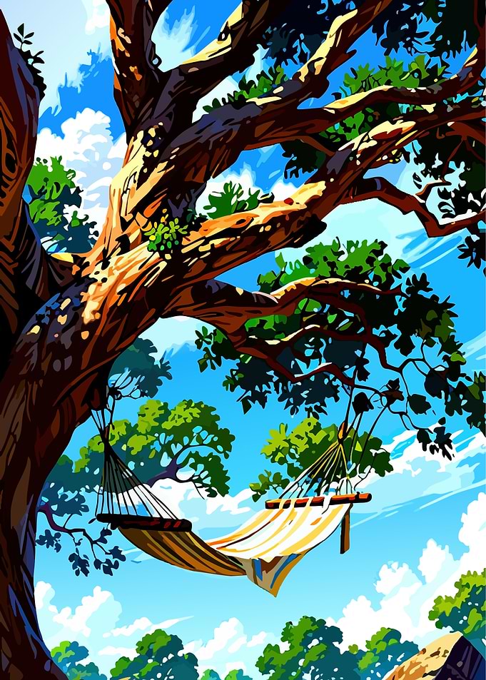 Hammock under a tree, digital art