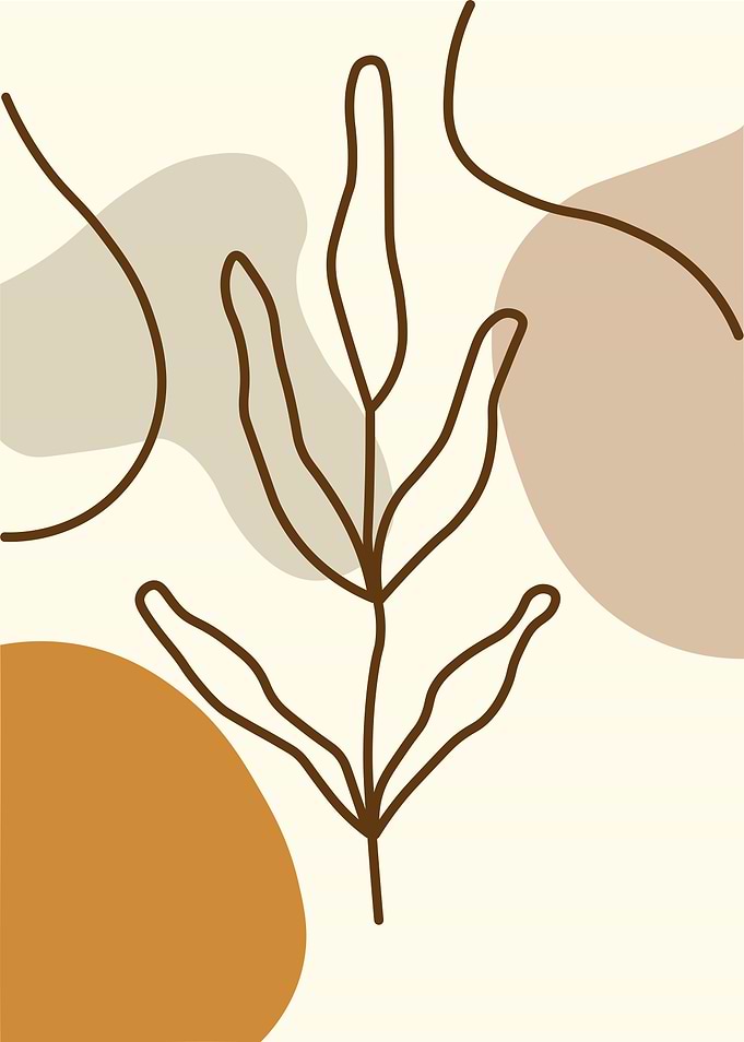 Minimalist Leaf and Abstract Shapes Art