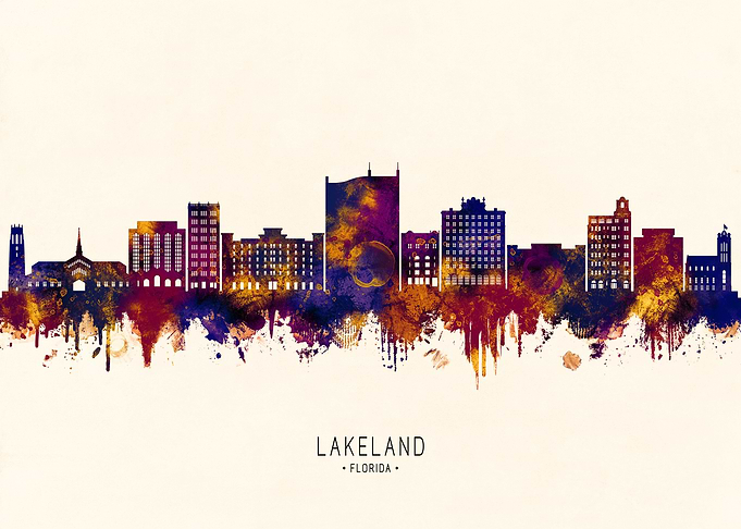 Lakeland Florida Skyline Watercolor