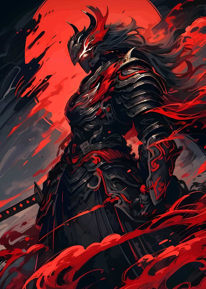 Red and Black Armored Warrior