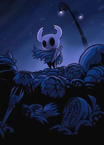 Hollow Knight in Blue Night Scene
