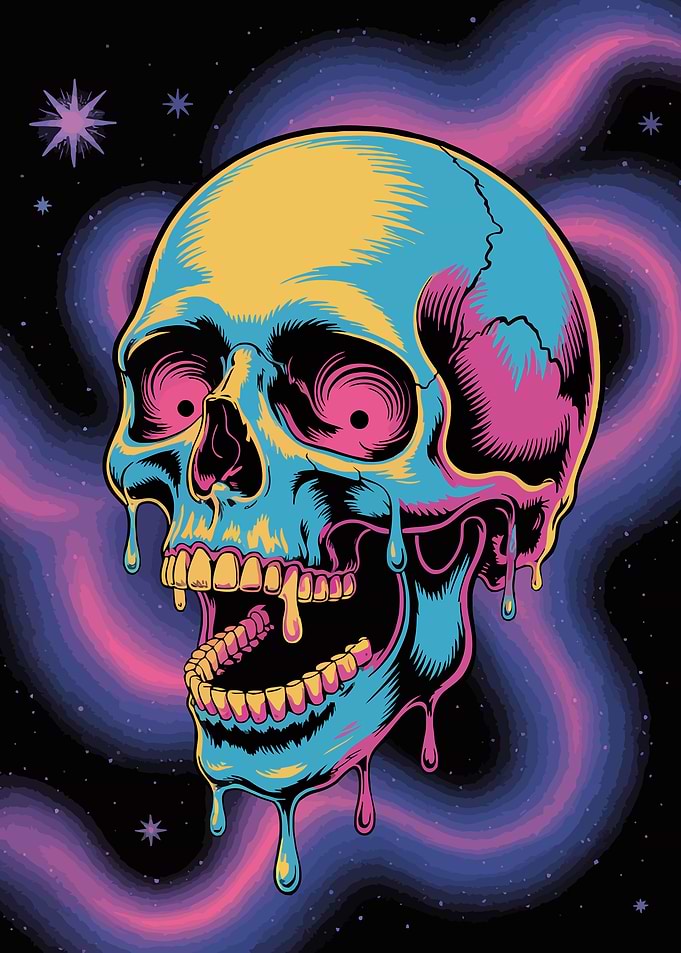 Psychedelic Skull in Space
