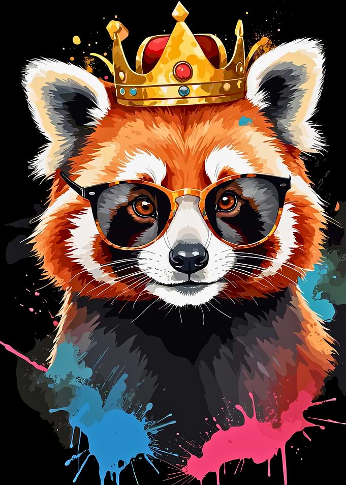 Red Panda King with Glasses