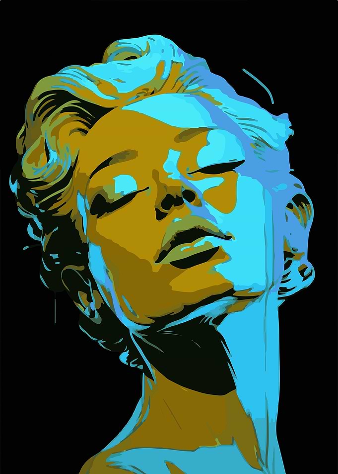 Marilyn Monroe Portrait in Blue and Gold