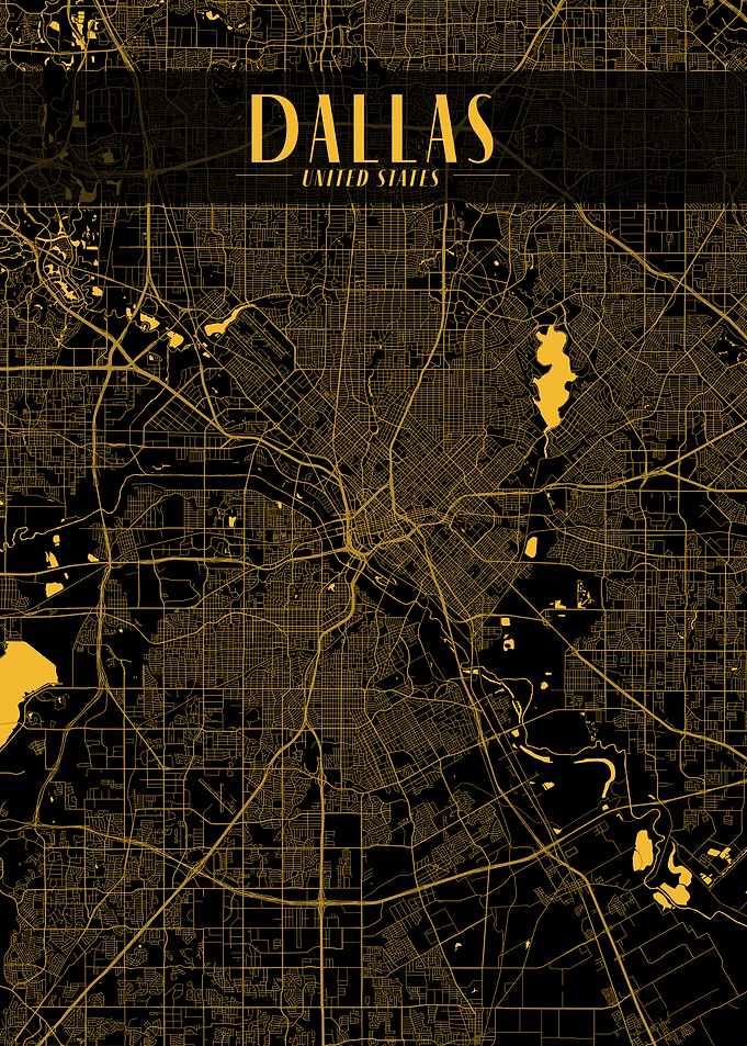 Dallas Golden Map Art