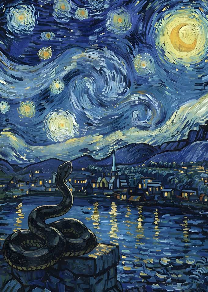 Starry Night with Snake