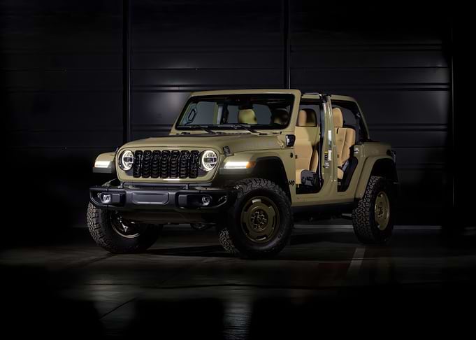 Olive Green Jeep Wrangler Studio Shot