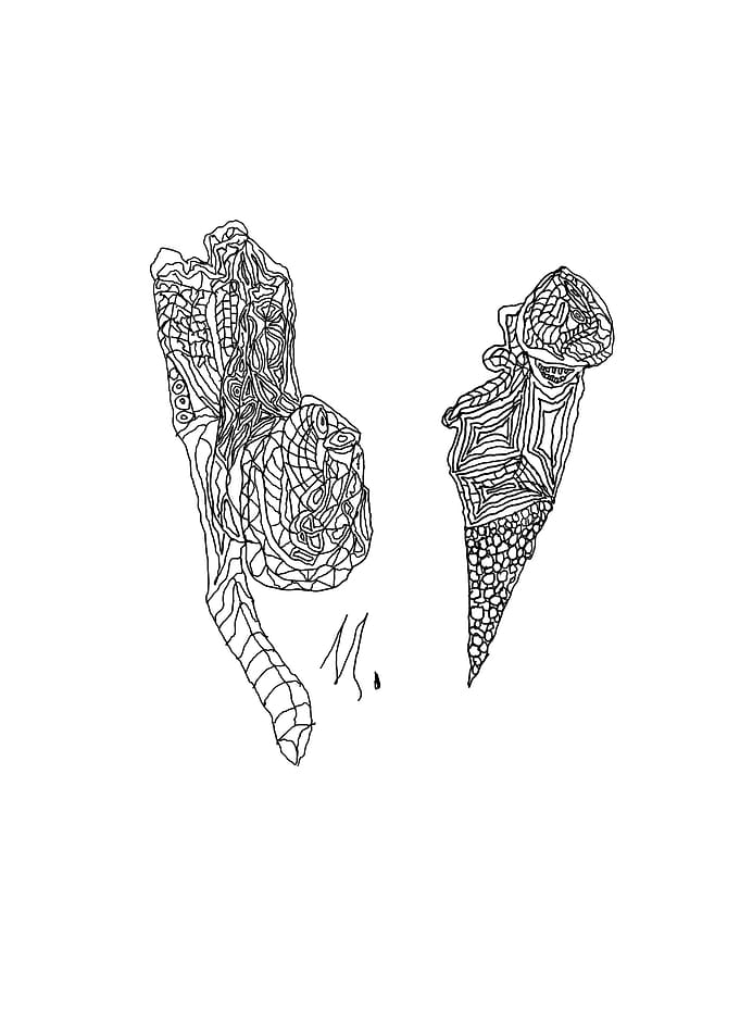 Abstract Black and White Line Art