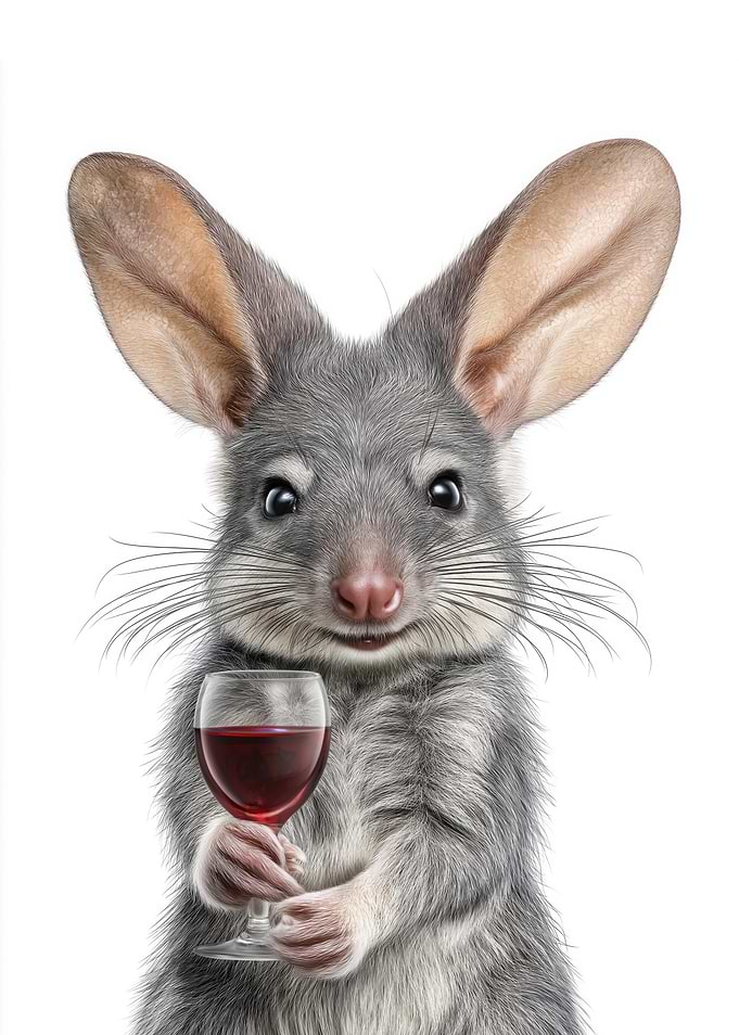 Cute Bilby with Wine Glass