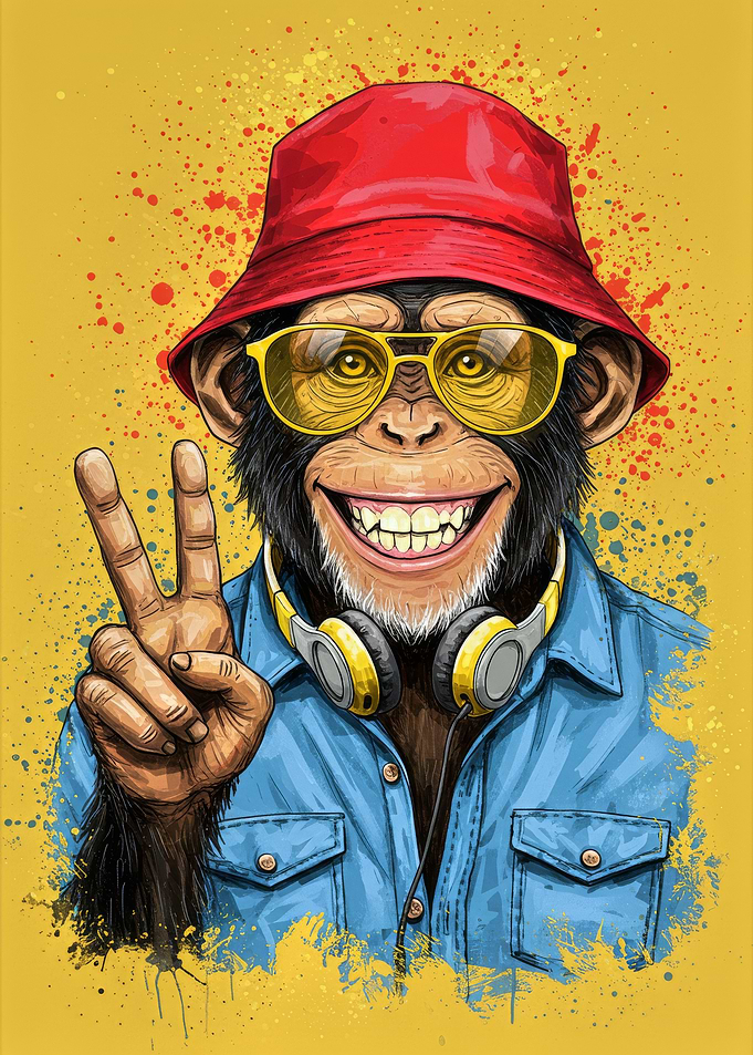 Cool Monkey with Peace Sign