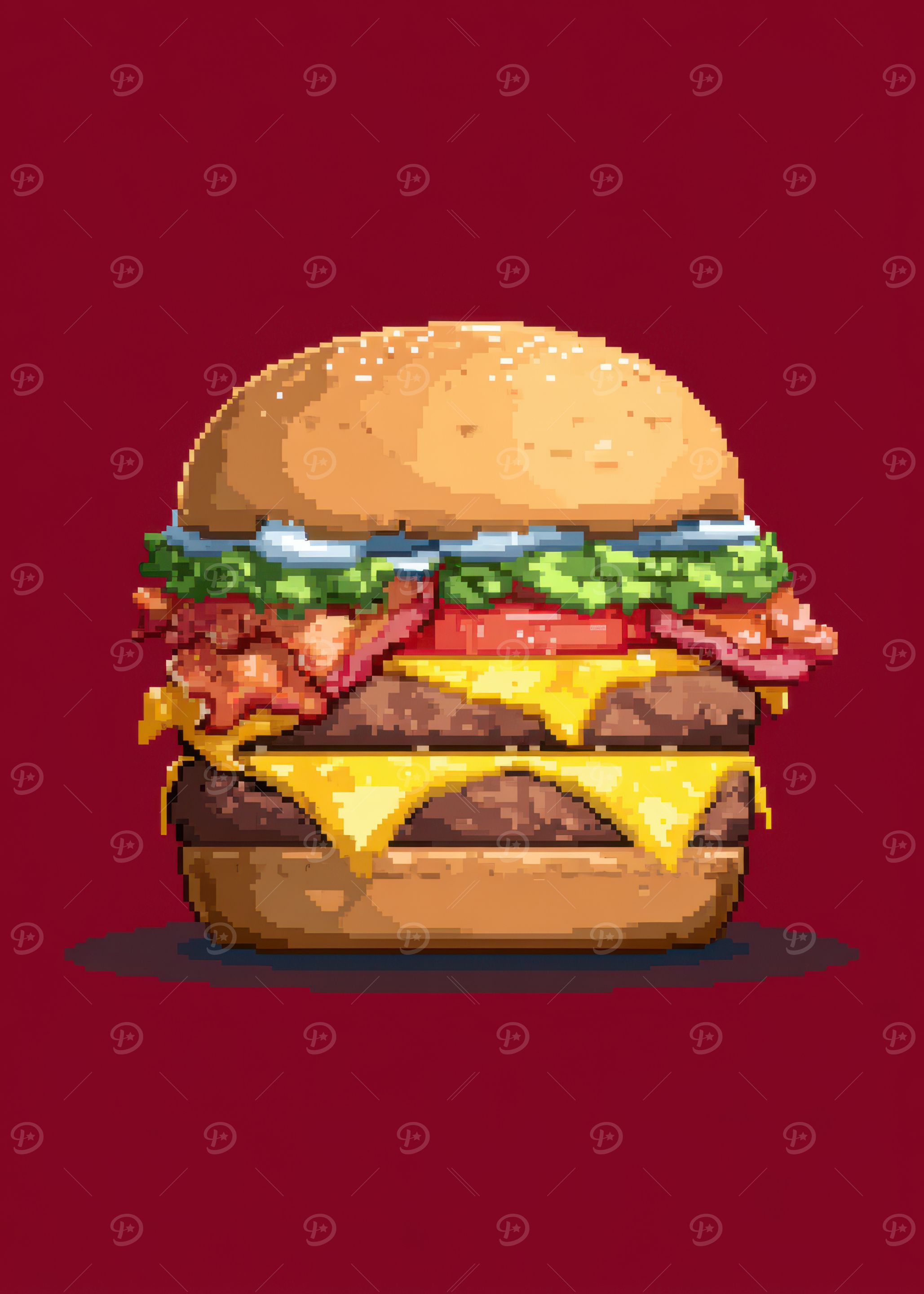 Pixel Art Double Cheeseburger