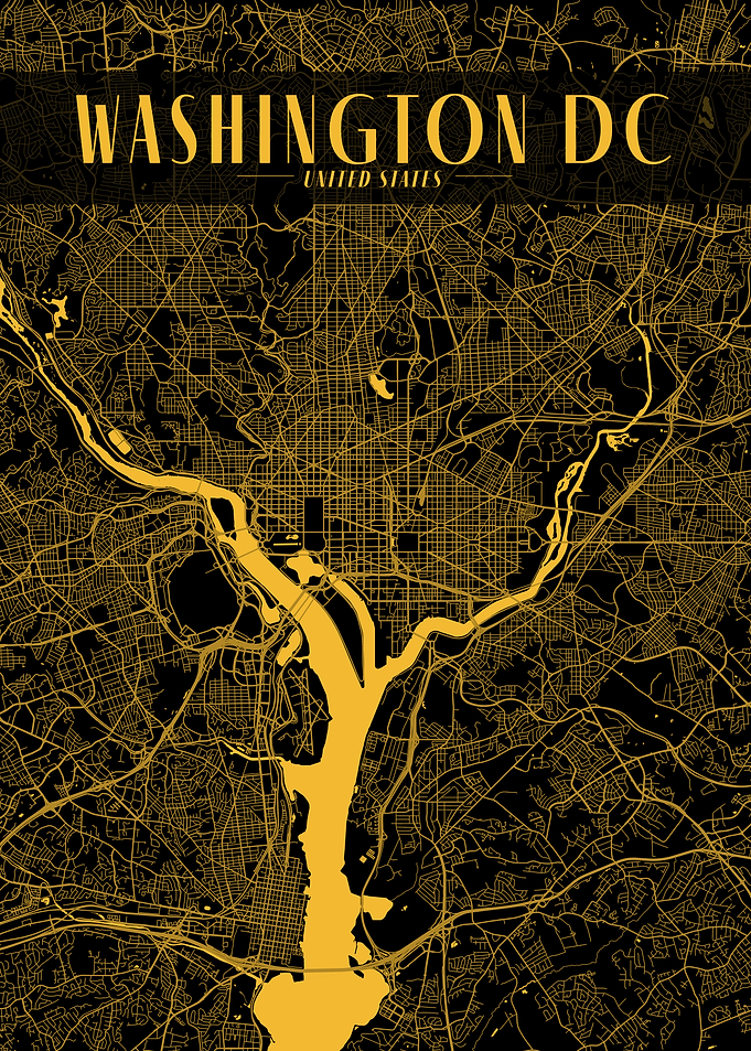 Washington Golden Map Art