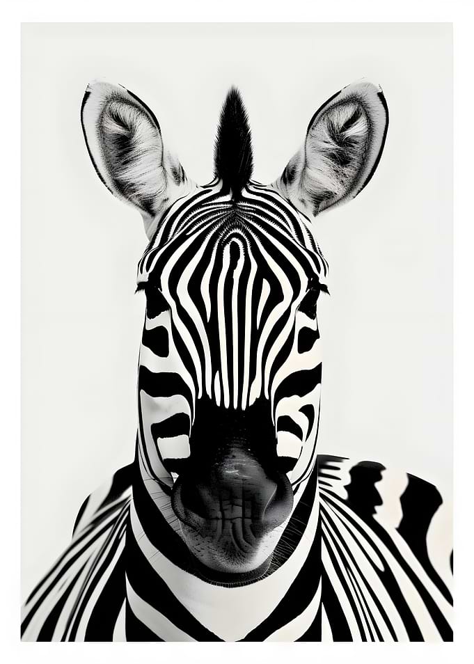 Zebra Portrait Black and White